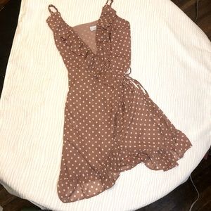 Lioness brown polka dot wrap dress